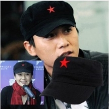 刘烨同款红五角星纯棉红军帽平顶帽情侣帽纯棉帽子批发义乌风雅