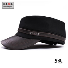 新款韩国版时装FS皮沿帽平顶帽海军帽军帽平顶帽义乌帽子