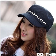 帽子韩版秋冬女时尚潮人平顶帽情侣秋款柳丁帽军工帽鸭舌帽