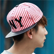 韩国现货ny条纹棒球帽平沿嘻哈街舞帽子男女士夏天韩版潮情侣款