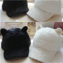 萌物秋冬天兔毛棒球帽欧美潮酷小恶魔猫耳朵帽子男女士通用韩版