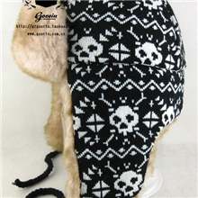 批发element欧美风经典款骷髅雪花针织雷锋帽