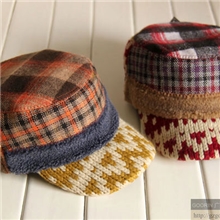 批发Goorin原单毛线针织帽檐韩版棒球帽格子军帽平顶帽百搭平沿帽