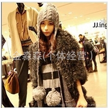 爆款菁菁秀可爱瘦脸大球球毛线帽子秋冬保暖韩版女针织帽批发热卖