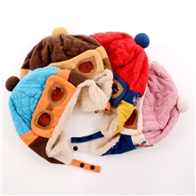 新款小熊加绒护耳童帽儿童飞行员帽保温帽雷锋帽护耳帽韩版