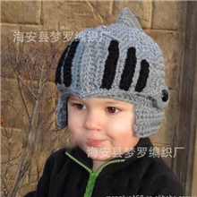 【厂家直销】毛线帽冬季手工编织骑士帽新款儿童帽子纯手工制作