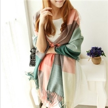 2013毛线女士超长拼色大码大方格子秋冬围巾披肩两用保暖毛线围巾