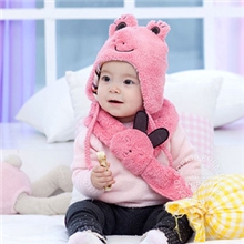 2012秋冬季韩版儿童帽子珊瑚绒婴儿宝宝动物帽子护耳帽围巾2件套