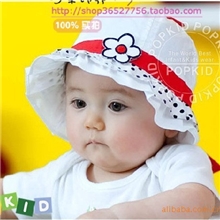 儿童帽子批发一朵花点子边儿童盆帽宝宝盆帽婴儿帽1131507