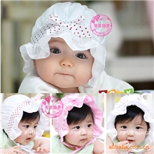 婴儿帽宝宝帽公主帽绸缎丝绸蕾丝花婴儿帽盆帽131510