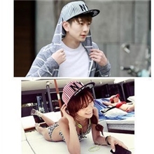 韩国正品代购NY条纹时尚潮可爱百搭通用鸭舌帽棒球帽韩版新