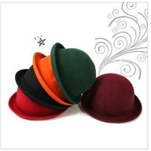 韩国订单春款纯羊毛/毛呢圆顶礼帽/复古大人儿童小圆帽卷边厚款