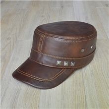 2013新款男士牛皮军帽鸭舌帽时尚户外真皮帽子冬季保暖海宁