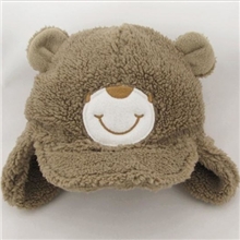 RUHI秋冬新款宝宝小熊造型帽软檐动物帽子保暖护耳帽儿童帽子