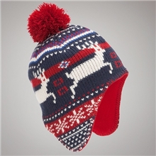 英国原单提花小鹿儿童针织帽加厚毛线帽子男女宝宝护耳风雪帽
