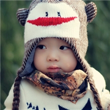 外贸原单新款儿童动物帽子猴子造型帽子秋冬护耳保暖宝宝帽子批发