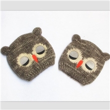 2014爆款宝宝猫头鹰造型帽双层加厚针织帽男女儿童毛线帽子冬