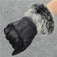 海宁正品皮手套女冬女士真皮手套皮兔毛口绵羊皮手套保暖