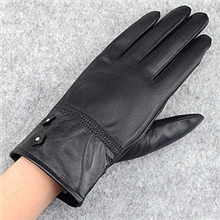 厂家批发正品防伪女士真皮手套加厚手套绒里羊皮手套黑色