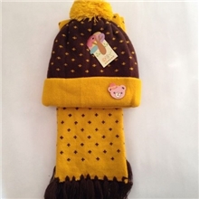 公主妈妈秋冬款婴儿帽子男女儿童帽子小熊针织毛线帽子围巾套装