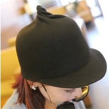 韩国代购个性时尚纯羊毛呢可爱短檐尖尖骑士礼帽马术帽子女秋冬潮