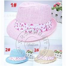 儿童礼帽批发热销三色夏天儿童纸草礼帽（儿童单色纸草爵士帽）