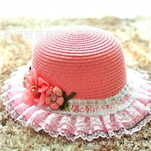 2013年新款夏季韩版童帽蕾丝花边帽子特价销售