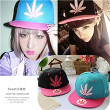 批发HELLO蓝粉麻叶weed飞行员棒球平沿嘻哈bboy街舞潮帽子男女