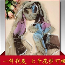 乔其真丝丝巾外贸女款韩国围巾工厂丝巾批肩批发混批M15