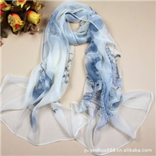 乔其真丝丝巾绘画美女图围巾外贸现货库存混批批发一条起批混批F6