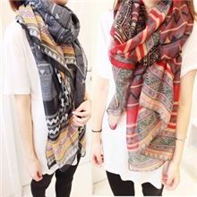 波西米亚民族风巴厘纱几何围巾丝巾女棉麻围巾大长巾女士大披肩