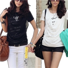 2013夏装新款胖MM加大码女装雪纺t恤垂坠雪纺字母百搭修身短女式