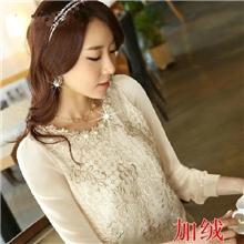 2013秋季新款雪纺衫纯色修身显瘦勾花镂空女士长袖雪纺衫