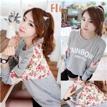 2013新款卫衣韩版蝙蝠袖蕾丝套头宽松上衣t恤女士打底衫长袖