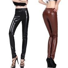 2013新款女士拼接欧美显瘦铅笔裤紧身打底皮裤加厚打底裤批发