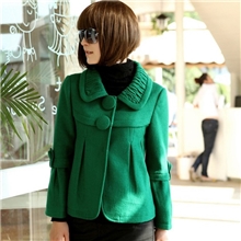 秋冬装新款女装韩版修身娃娃领短款毛呢外套呢子大衣短外套
