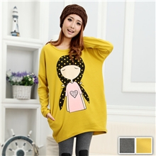 （原厂批发）秋冬季不倒绒新款新品大码女装女孩印花宽松长袖T恤