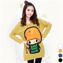 新款韩版春秋长袖打底t恤胖MM加肥加大卡通长袖大码女装批发