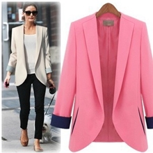 品牌女装英伦风秋季新款修身显瘦撞色拼接女式小西装外套可挽袖