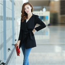 欧洲站2013秋季新款风衣街头时尚西装领长款外套配腰带ase1707