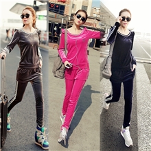 2013秋季新款休闲运动套装宽松长袖圆领肩部花边拉链长裤ase2001
