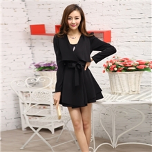 韩版潮流时尚个性街头长款风衣外套腰带收腰秋装新品女装ase1706