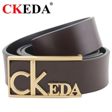 ckeda新款男士真皮皮带韩版潮流时尚腰带商务平滑扣裤带