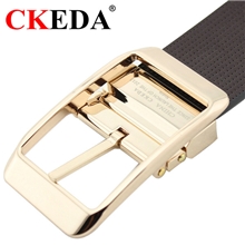 CKEDA男士真皮皮带时尚潮流牛皮裤带百搭腰带韩版针扣双面用