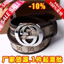 爆款新款正品韩版休闲时尚皮带真皮男士G字母平滑扣牛皮纺织腰带