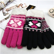 毛口幸运草新款五指手套卡通手套毛绒绒暖暖手金英手套厂家