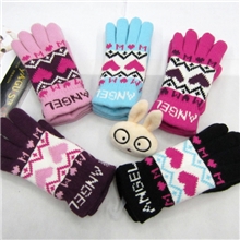 2013义乌新款毛线手套五指手套卡通手套保暖手套加厚手套
