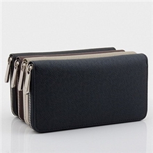 厂家批发真皮男士中长款女包钱包时尚单拉链十字纹钱夹M60017
