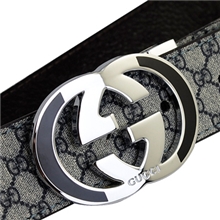 2012双G牛皮皮带男士真皮真皮皮带3.3宽度点胶黑色