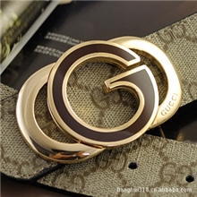2012双G中性皮带高皮质真皮皮带3.8宽度金色扣现货批发